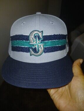 Gray and Navy Fitted Baseball Cap